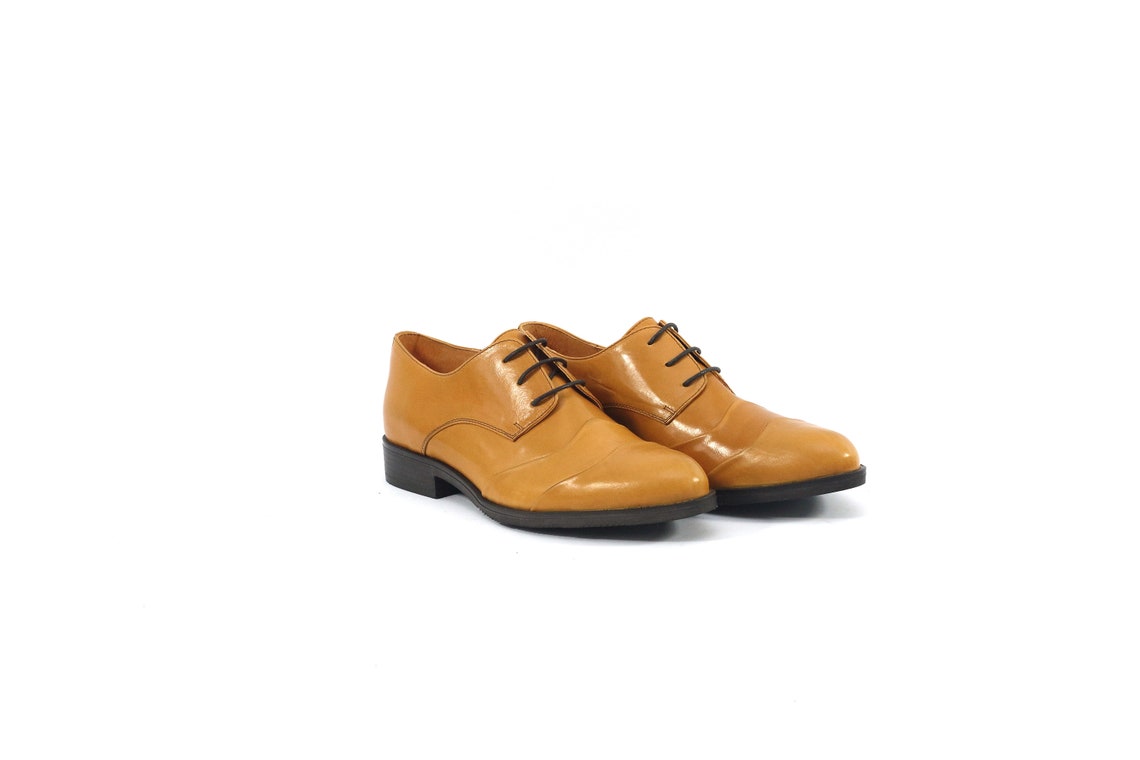 Leather Oxford Shoes Cognac Leather Oxford Shoes Tan Leather Etsy