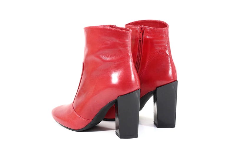 Elegant Women's Boots Red Ankle Boots Genuine Leather - Etsy