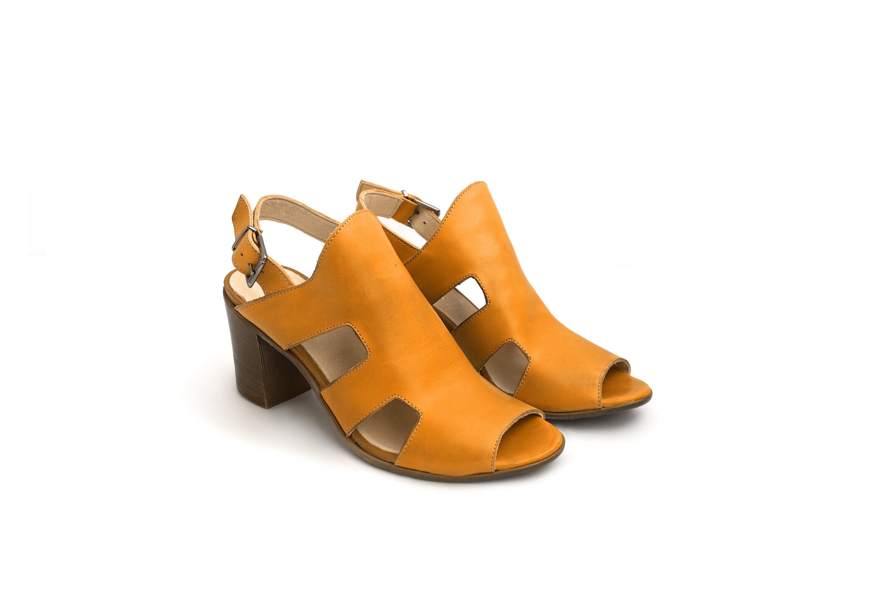 block heel sandals yellow