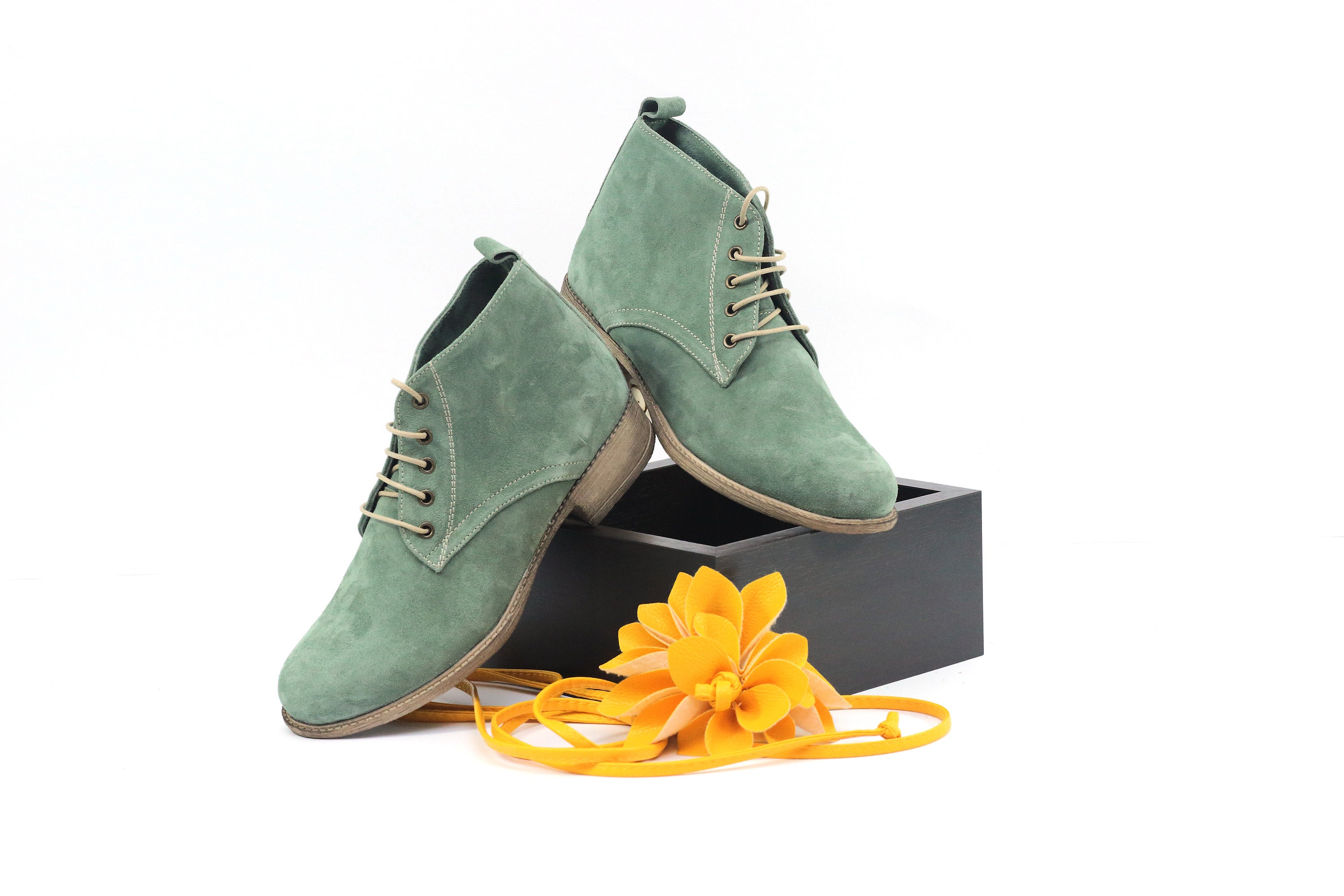 Green Suede Boots - Etsy