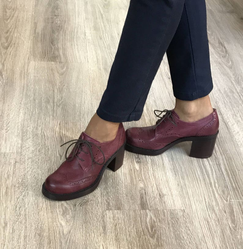 Women Oxford Burgundy Shoes Leather Oxford Shoes Women's Etsy