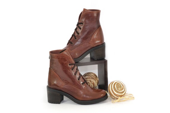 cognac leather boots womens