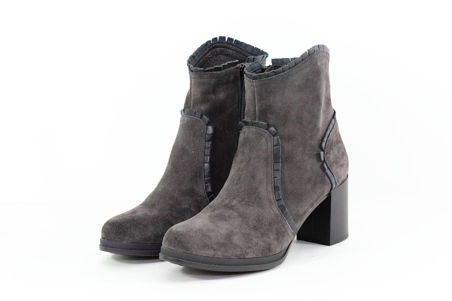 Women Leather Boots Gray Leather Boots Gray Ankle Boots Etsy