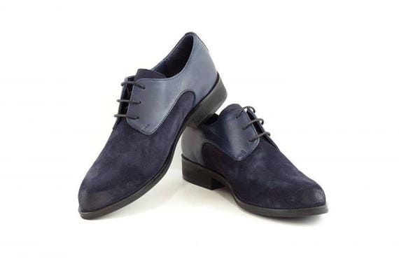 blue leather shoes ladies