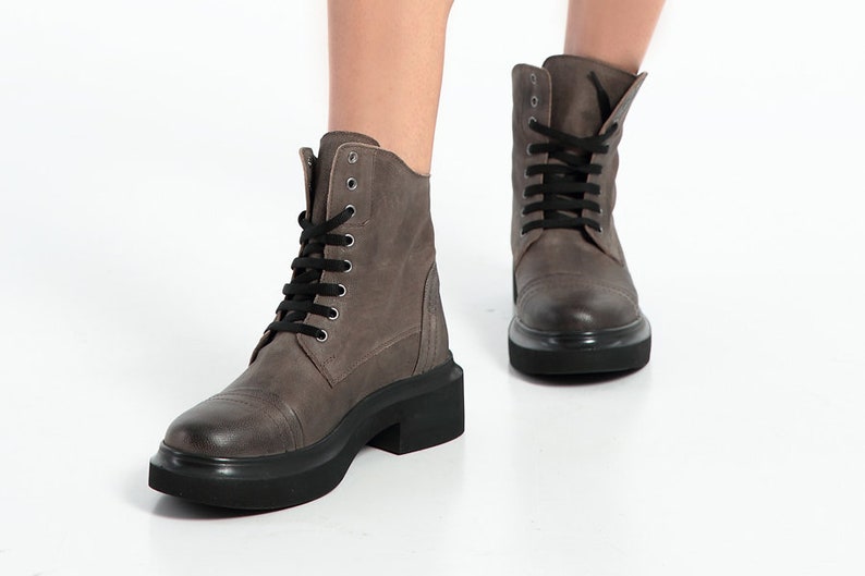 olive green leather booties