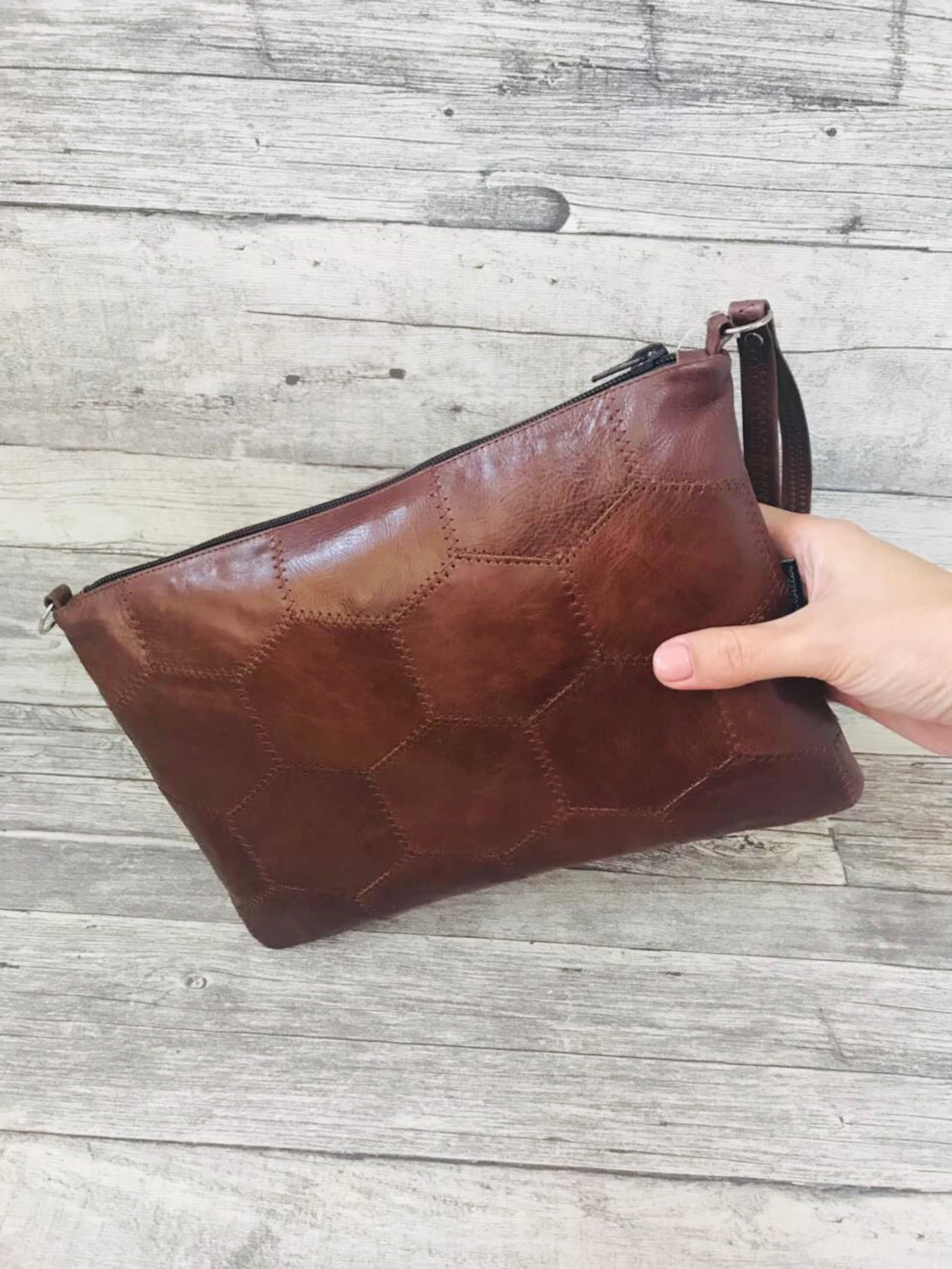 Brown Leather Clutch Leather Purse Leather Clutch Purse Etsy