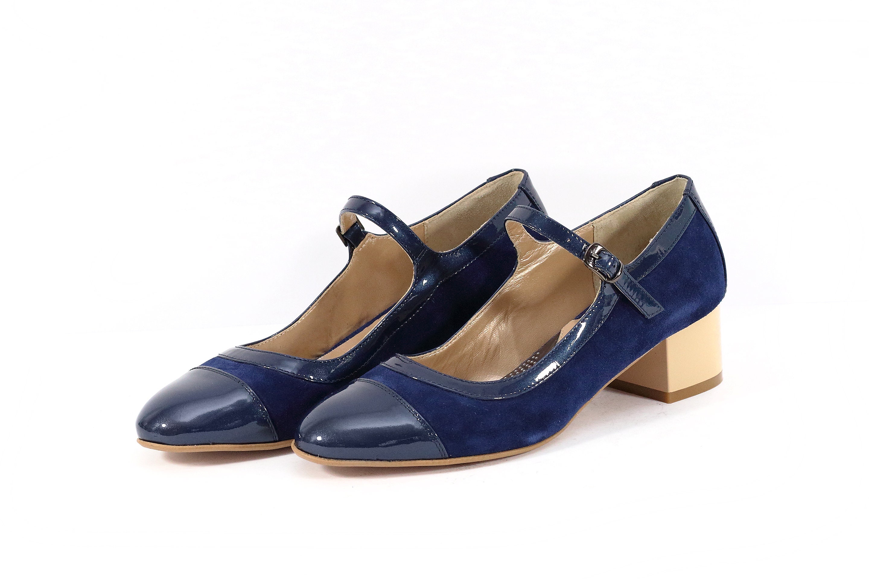 Blue Mary Jane Shoes Blue Leather Shoes Blue Women Velour Etsy UK