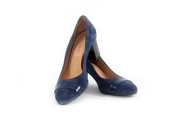 high heels Blue women's suede shoes 