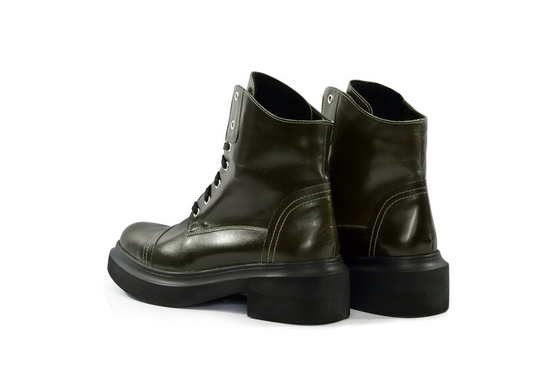 olive green leather boots