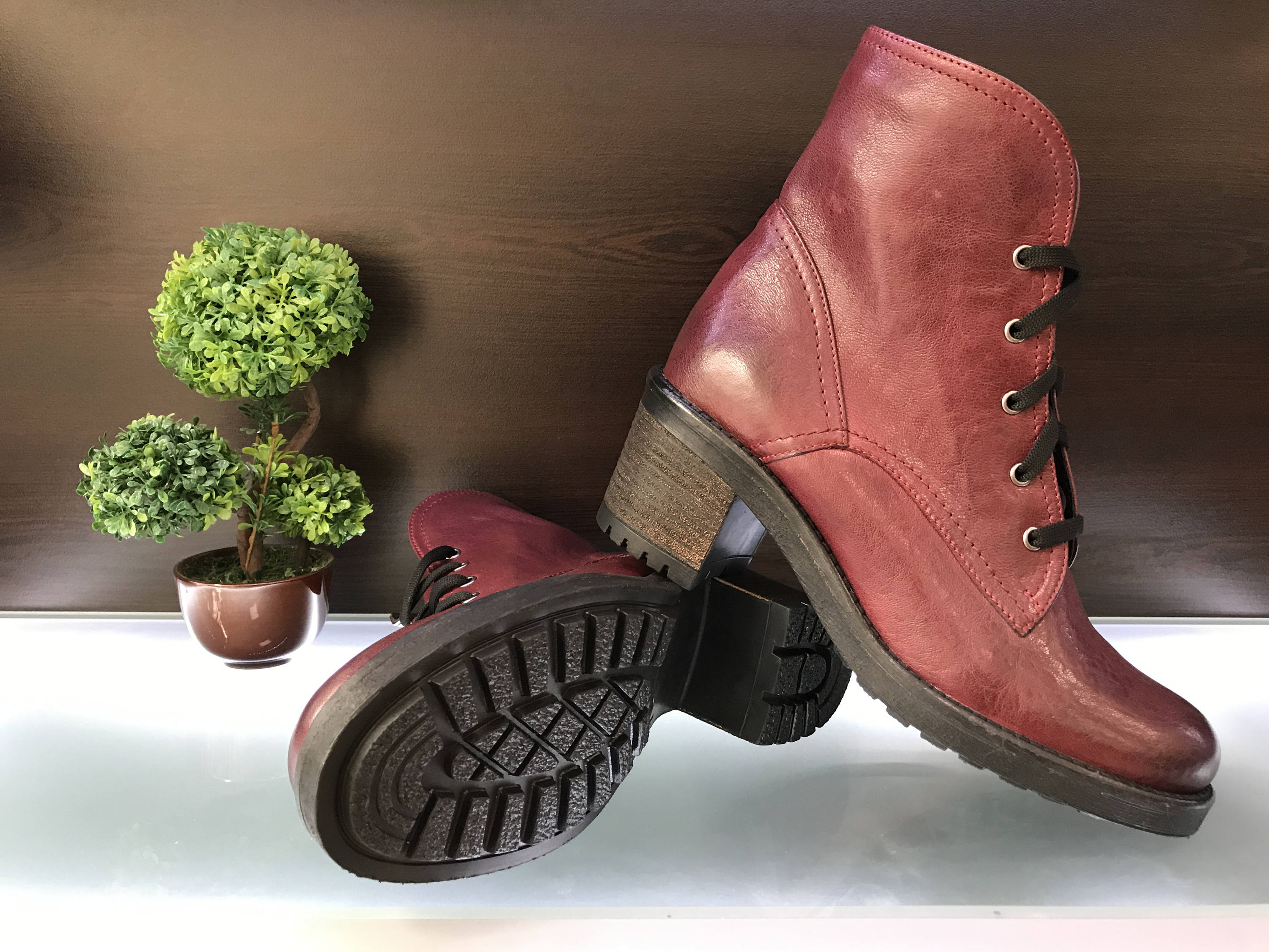 wine colored leather boots