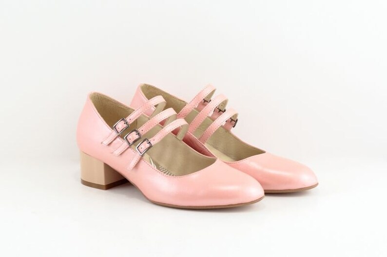 Pink Mary Jane Shoes Mary Jane Leather Shoes Baby Pink Etsy