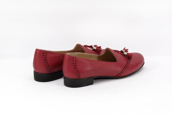 red leather moccasins