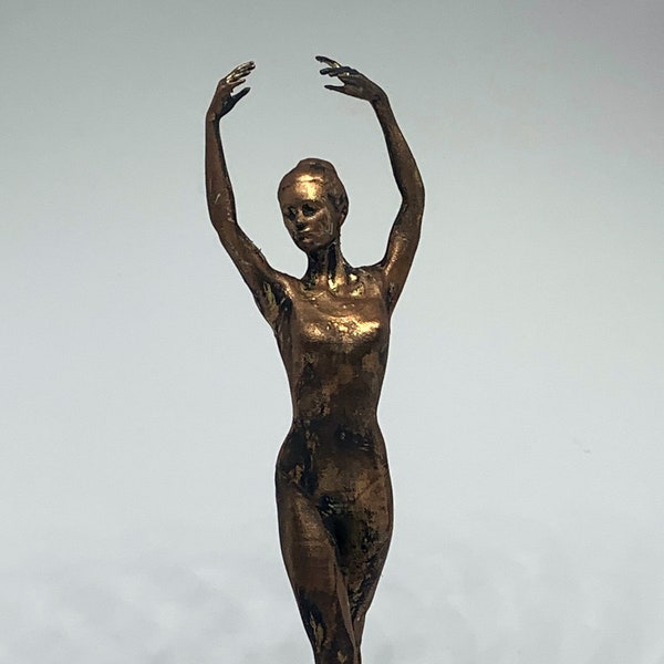 Ballerina 6" High Decorative Sculpture 3D printed painted Bronze