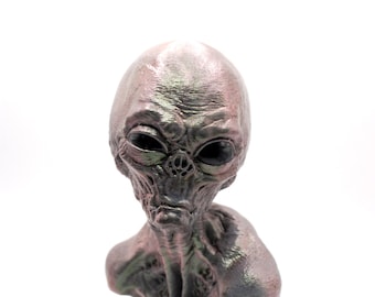 Grey Alien Bust | UFO Extraterrestrial Figurine | Unique Area 51 Decor | Outer Space Collectible Gift
