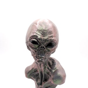 Grey Alien Bust | UFO Extraterrestrial Figurine | Unique Area 51 Decor | Outer Space Collectible Gift
