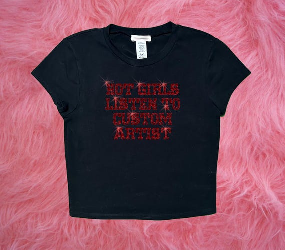 Custom Bling Concert crop top baby tee | Custom Artist or band | Rhinestone Concert Tee | Hot Girls Listen to Your Custom Artist