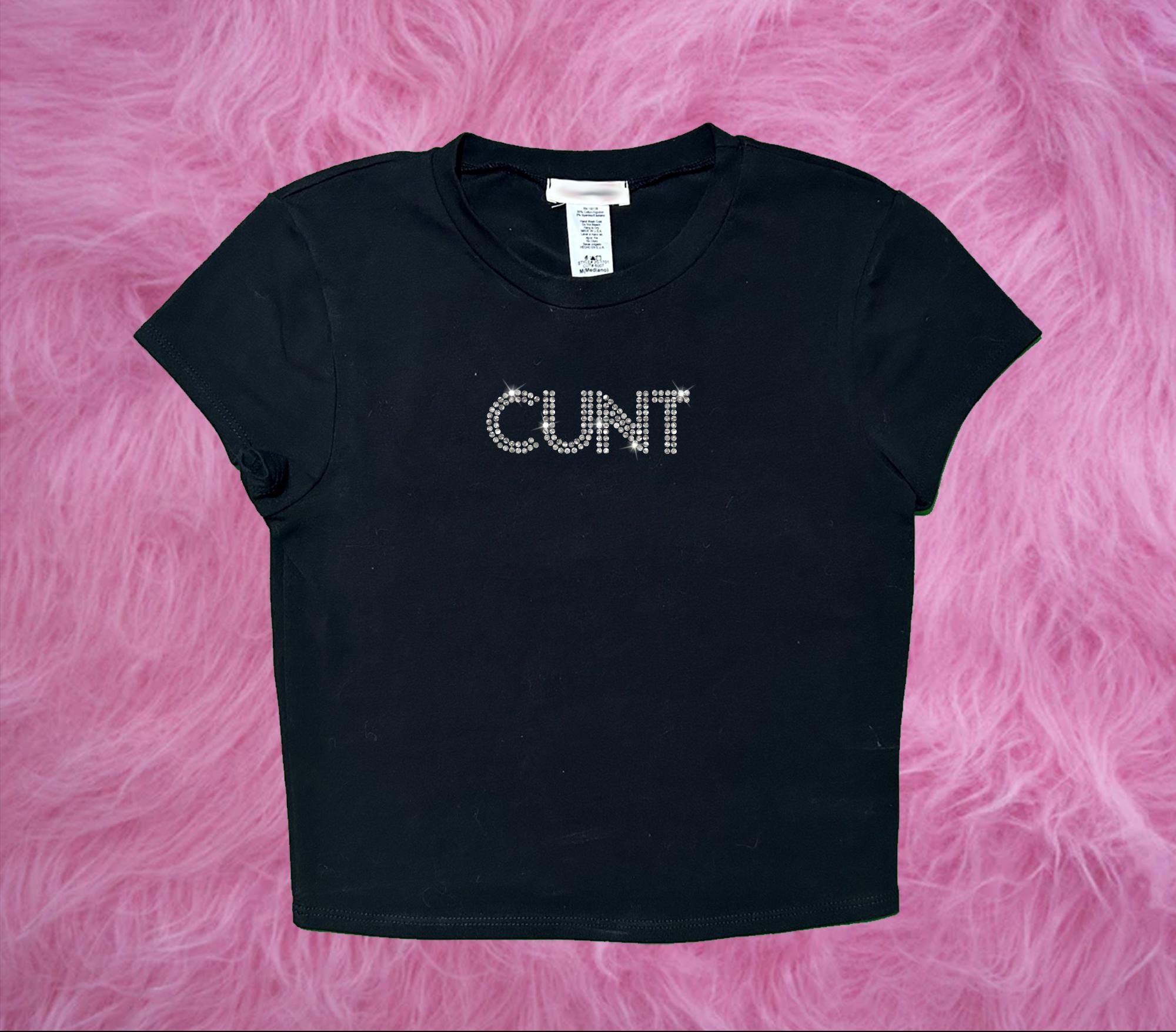 CUNT Cropped Rhinestone Tee | Y2k Statement Baby Tee - Etsy