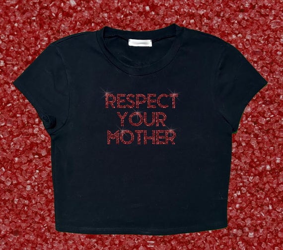 Respect Your Mother Rhinestone Crop Top - TPWK Aesthetic Fan Shirt - Love On Tour Concert Outfit - Y2K Sparkly Baby Tee - Retro Fan Merch