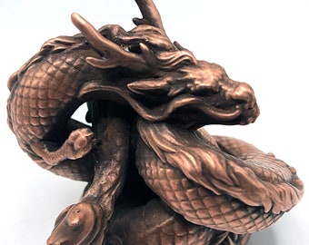Estatua de estatuilla chapada en cobre del dragón chino Feng Shui para la suerte y el éxito