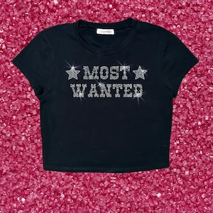 Most Wanted rhinestone crop top Cowgirl Western Rodeo Rave Top |  90s Baby Tee | Nashville | Cowboy Crop top, Country Music Crop Shirt