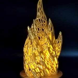 Fire Flame Voronoi Tea Light Candle Holder - Unique Home Decor, 3D Printed Modern Candlestick, Warm Atmospheric Lighting