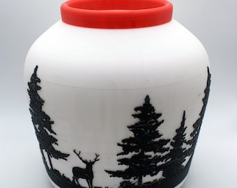 Rustic Floral Vase, Nature Design with Forest Scene & Deer – Unique Gift for Nature Lovers, Home Decor