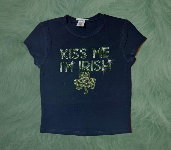 Kiss me Im irish rhinestone crop top | St Patrick's day shirt Gift | Lucky crop top