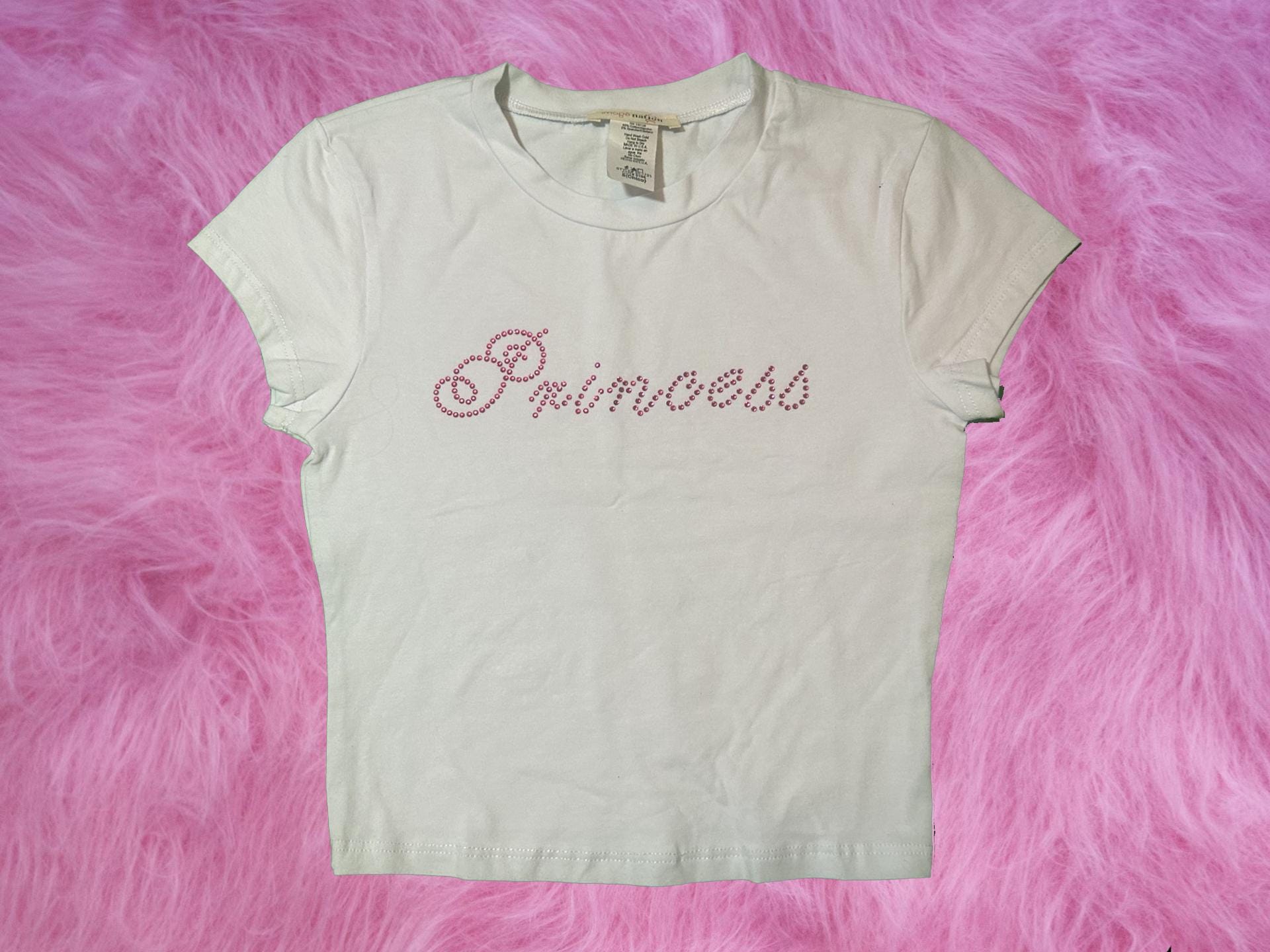 White Rhinestone 'princess' Crop Top – Sparkly Y2K Aesthetic Baby
