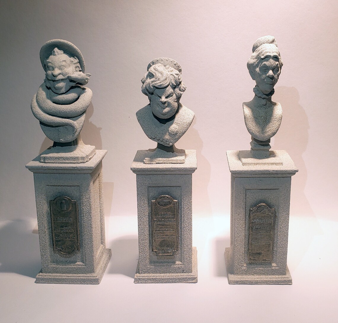 Haunted Mansion bust sculpture set. Fan Art Etsy