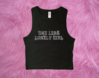 One Less Lonely Girl Rhinestone Crop top concert | pop music | Rhinestone Cropped Tank