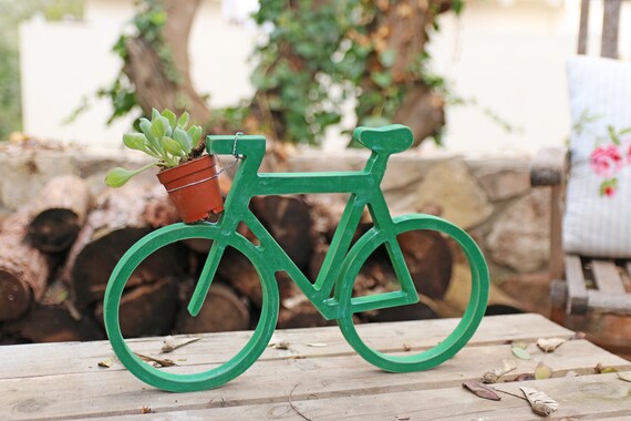 Vélo en bois sur pied support de jardinière pour vélo déco vélo
