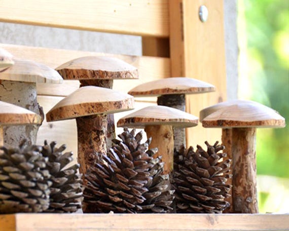 Wooden Mushroom Mushroom Decor Recycled Wood Hand Curved Etsy