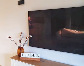 home scrabble style | scrabble rack and tiles |  | entryway decor | home wood sign | hostess gift |