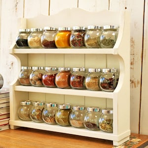 Wall Spice Rack Wooden Shelf Kitchen Organization Idea 