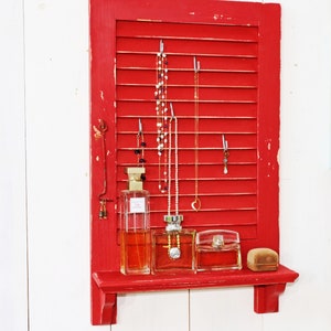 wood shutter with shelf | jewlry holder | wall decor | plants display | wall mounted shutter |