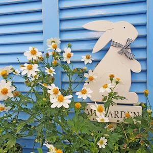 my garden wood sign | bunny rabbit sign | garden marker outdoor | garden decoration | balcony decor
