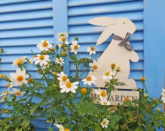 my garden wood sign | bunny rabbit sign | garden marker outdoor | garden decoration | balcony decor