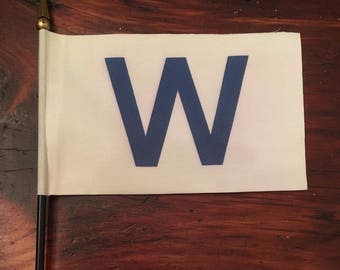 Chicago Cubs W win Flag -OR- L loss Flags 4 x 6 Mini Desk Flags -Indoor  Use Only