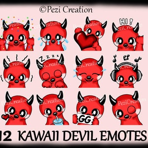 cute Kawaii Devil Twitch Emotes Pack