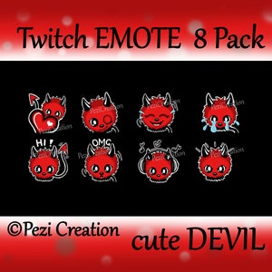 Twitch Emote Badges 8 Pack cute Devil , emotes, Teufel,