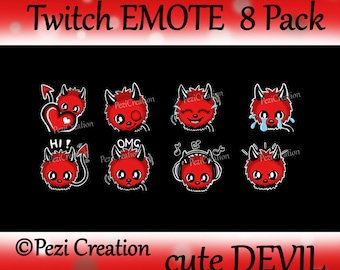 Twitch Emote Badges 8 Pack cute Devil , emotes, Teufel,