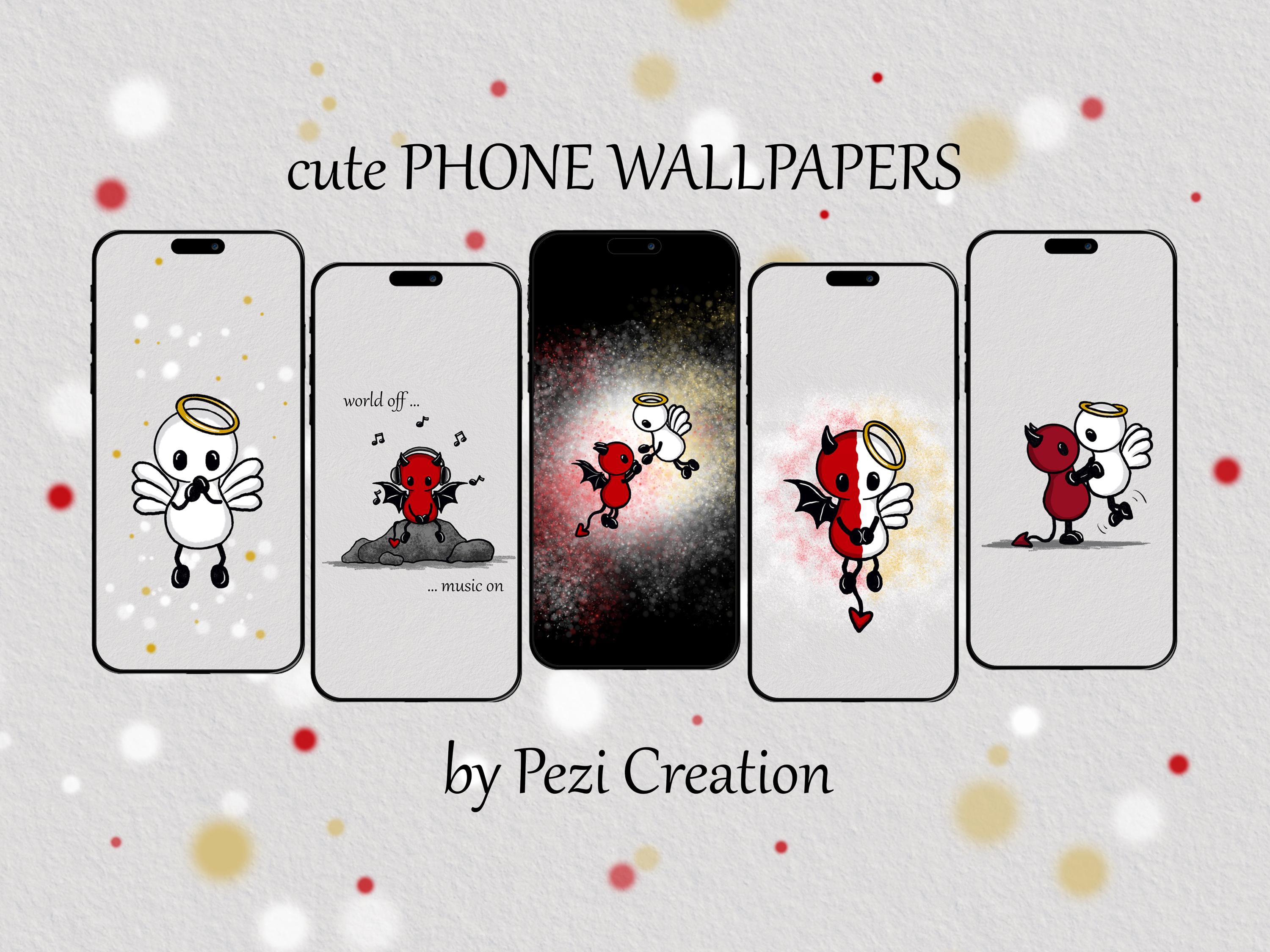 cute devil and angel phone wallpaper kawaii