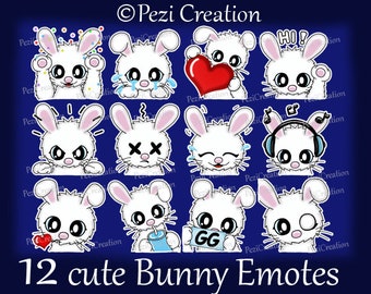 cute Bunny Twitch Emotes Pack