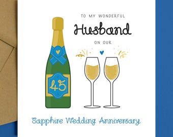 Personalised Sapphire (45th) Wedding Anniversary Card HUSBAND ~ 45 ...