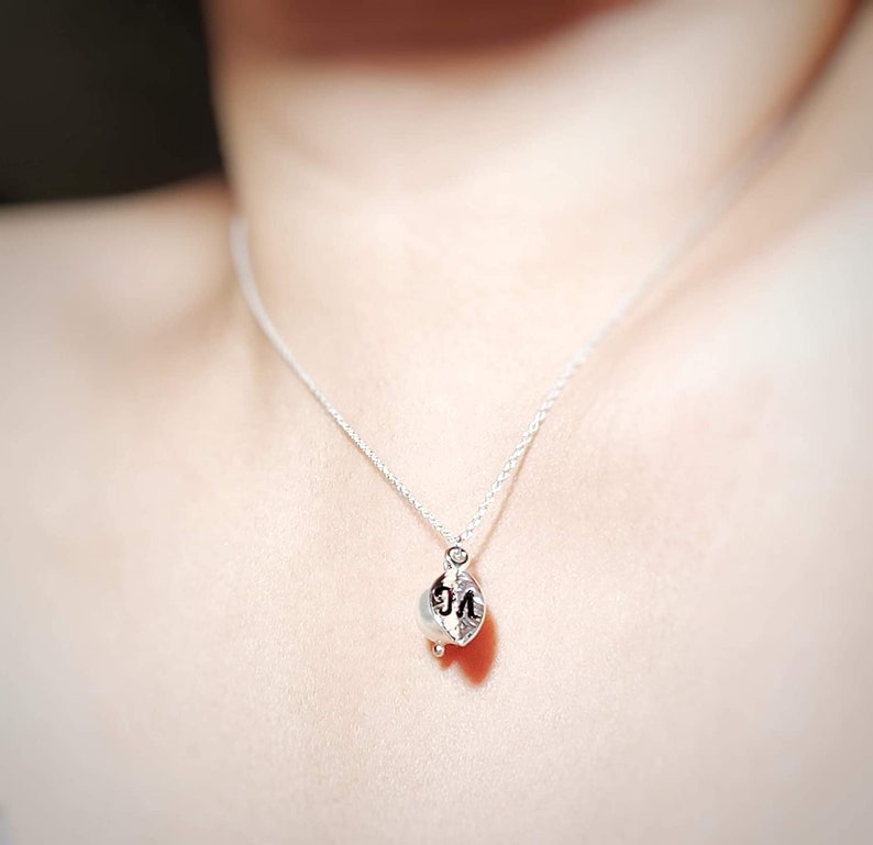 Tiny Pearl Personalized Initial Necklace Bridesmaid Pearl Gifts or Gift for Mom Initial Charm and Customized Pearl Necklace Flower Girls