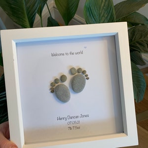 Personalised Pebble Art… Baby Boy… Gift For New Born… New Born… Handmade