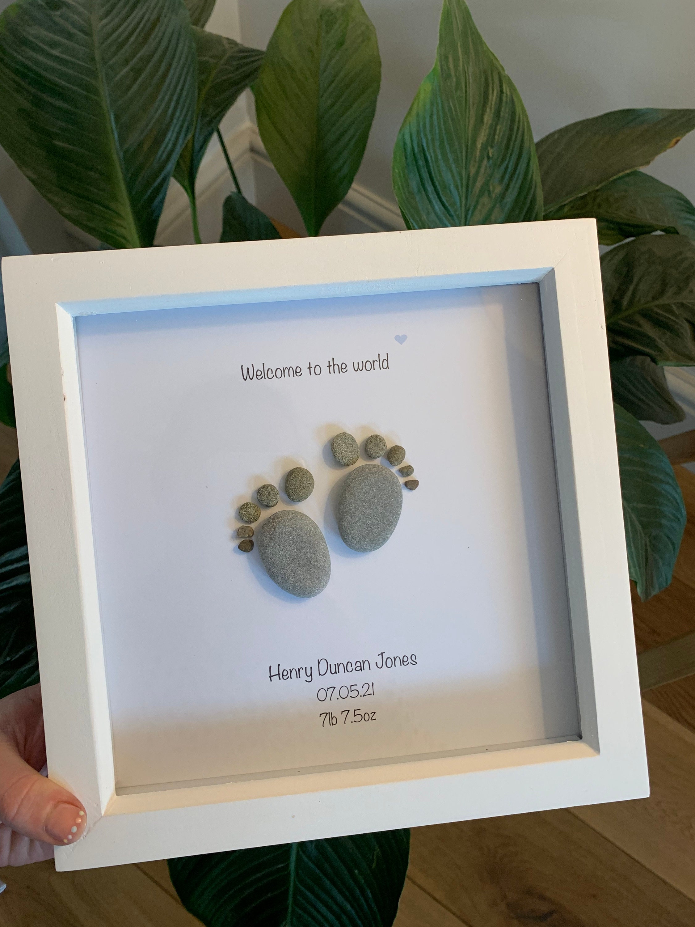 Personalised Pebble Art Baby Boy Gift for New Born New Etsy UK