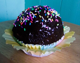 Fake Food Prop, Fake Chocolate Cupcake with Rainbow Sprinkles, Kitchen Decor Food Display, Fake Chocolate Birthday Cupcake, Birthday Gift