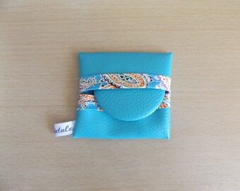 faux turquoise leather pocket mirror