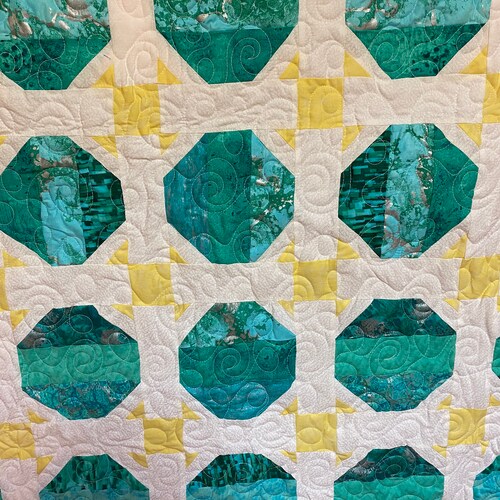 Turquoise & offers yellow lap quilt